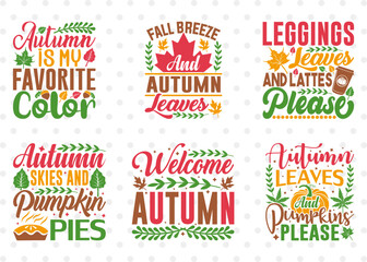 Welcome Autumn Svg, Pumpkin Svg, Autumn Leaves Svg, Fall Svg Bundle, Farm Fresh Svg, T-shirt Design
