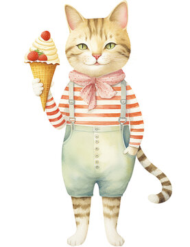 recommend clip art: Cut cat wearing clothes