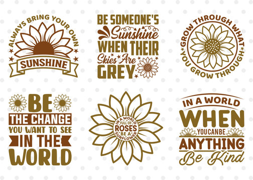 Sunflower SVG Bundle, Half Sunflower Svg, Summer Svg, Motivational Saying Svg, Sunflower Quotes, 