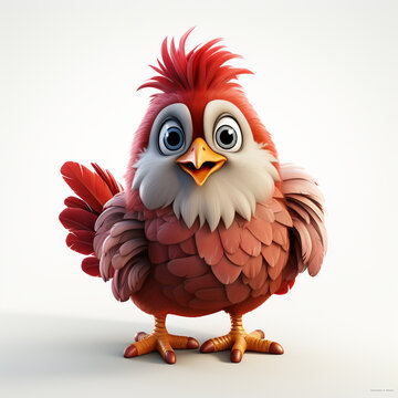 3d cartoon cute hen