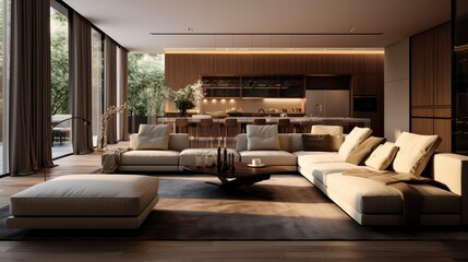 Sunlit Modern Living Room with Stylish Decor. Elegant Home Decor Ideas.