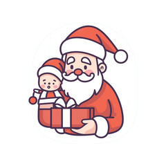 vector gift box with cute animal in christmas