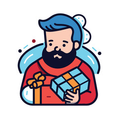 Obraz premium vector gift box with cute animal in christmas