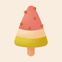 Ice cream cute characters. Pink watermelon ice cream sticker.