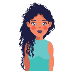 young woman long hair and curly