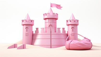pink castle on the hill