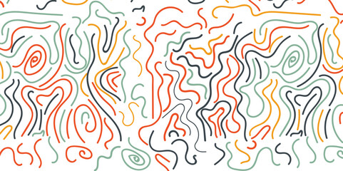 Abstract colorful calligraphy seamless squiggles pattern