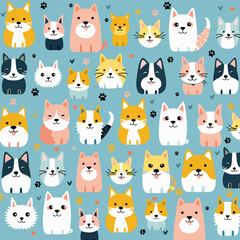 cat and dog simple seamless pattern
