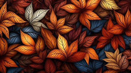 Fototapeta premium autumn leaves pattern background. 8k resolution
