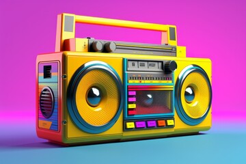 Colorful retro Boombox 3d illustration.