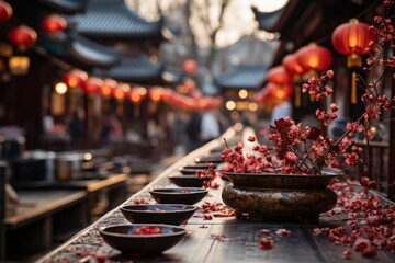 Bustling Chinese New Year Market, Generative AI - obrazy, fototapety, plakaty