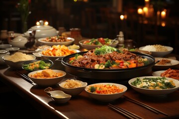 Grand Chinese New Year Banquet Table, Generative AI