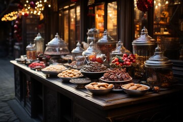 Shop Adorned With Festive Decorations, Generative AI