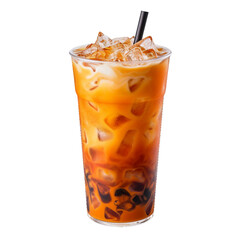 Thai Iced Tea, white background, isolated image, generative AI
