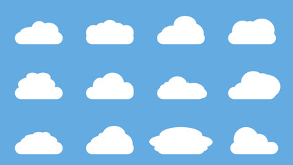 Set of clouds, Cloud vector set, Cloud icon,  Vector illustration.