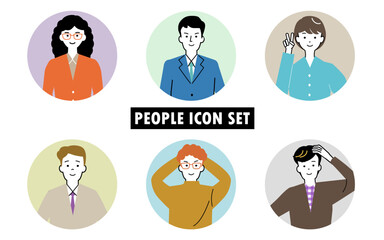 若い人たちの上半身アイコン風イラストセット