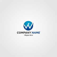 logo W logotype business company blue color