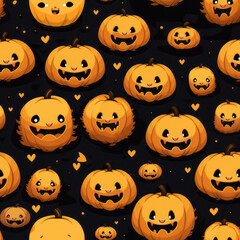 Halloween Jack O Lantern Seamless Patterns