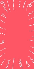 手描きのポップなラクガキ放射背景　赤　縦長