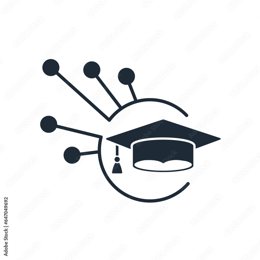 Poster internet educational courses. knowledge resource . vector linear icon isolated on white background.