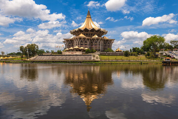 Fototapeta premium New Sarawak State Legislative Assembly Building in Kuching, Sarawak, Borneo, Malaysia. Translation: State Legislative Assembly