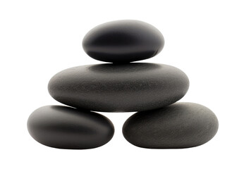 Fototapeta na wymiar Stack of black pebbles, zen stones, isolated on transparent background