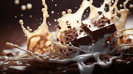 Türaufkleber Chocolate and milk textured tasty background splashes © Ziyan Yang