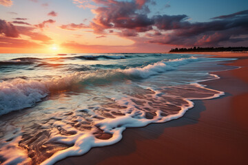 Obraz premium Tranquil Beach At Sunrise, Generative AI