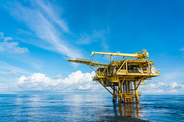 Offshore oil and gas wellhead remote platform which produced raw material for sent to onshore...