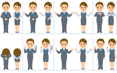 人物（男女）各種ご案内イラストセット（線なし）