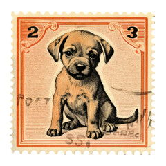 dog stamp illustration, generative AI