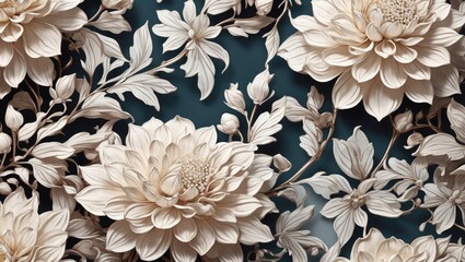 "Dahlia Elegance: Captivating Floral and Pearl Seamless Pattern for Various Applications"
