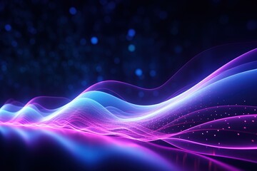 Fototapeta premium abstract futuristic background with pink blue glowing neon moving high speed wave lines and bokeh lights. Data transfer concept Fantastic wallpaper