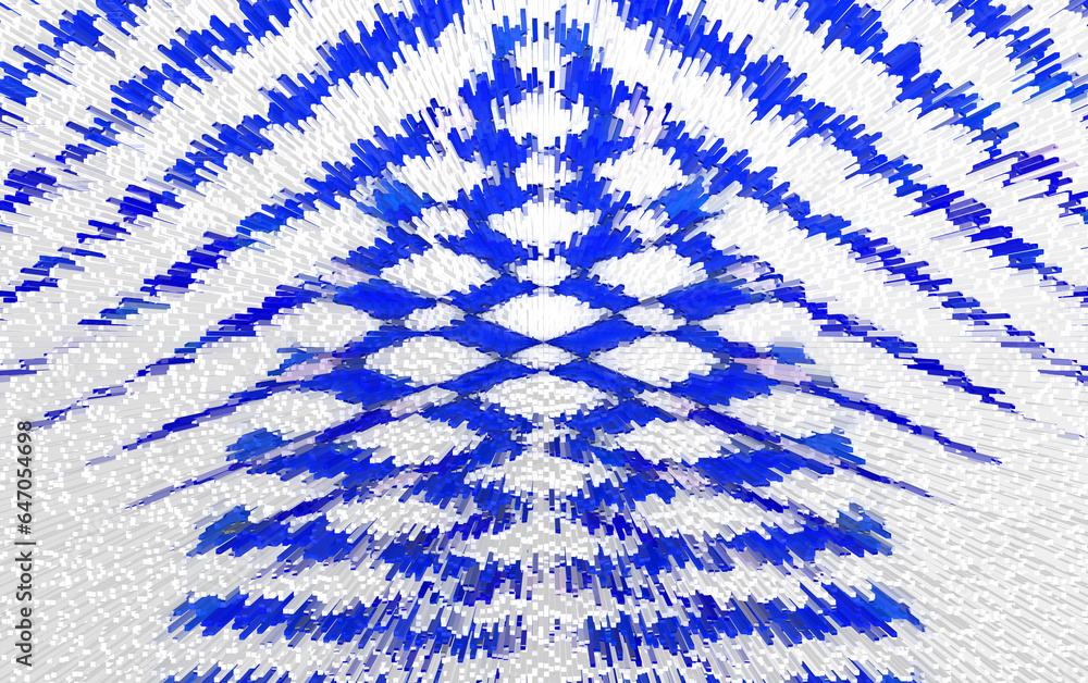 Poster exploding cobalt blue acute angles on a white background in square format