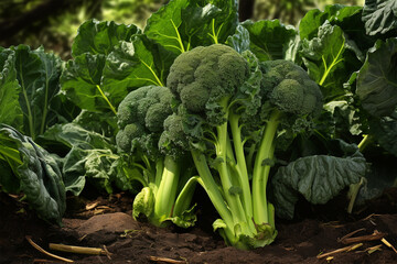 broccoli rabe vegetable in the garden - obrazy, fototapety, plakaty