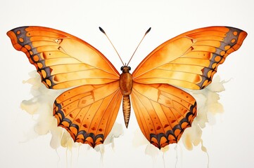 Mariposa naranja pintada con acuarela