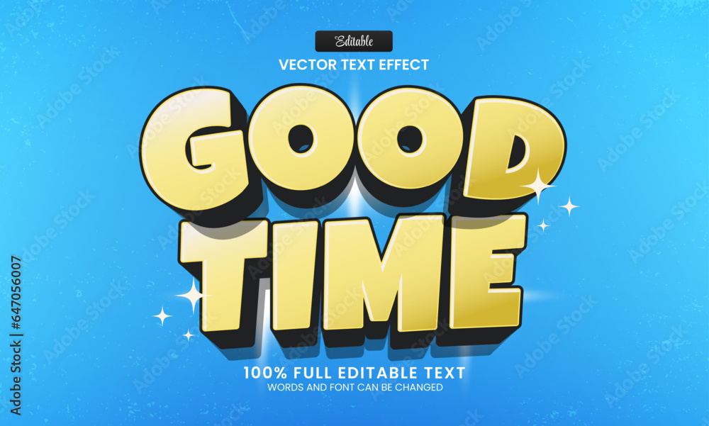 Canvas Prints design editable text effect, good time 3d cartoon vector illustration