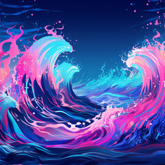 background with waves and stars