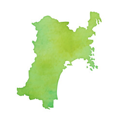水彩風の宮城県地図のイラスト