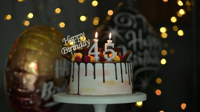 45th Birthday Cake with candles