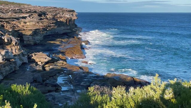 4k Video -Spectacular view on the coastal walk from Wattamolla to Curracurrang Gully in Royal National Park, South of Sydney, NSW, Australia.