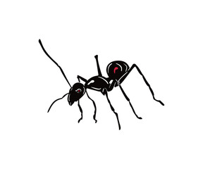 GYNOMIRMEX GIGAS ANT LOGO, great silhouette of great ant standing vector illustrations