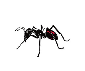 GYNOMIRMEX GIGAS ANT LOGO, great silhouette of great ant standing vector illustrations