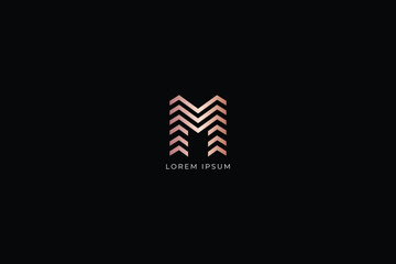 M letter modern style architect farm abstract style design creative golden wordmark design typography illustration, m wordmark, m logo