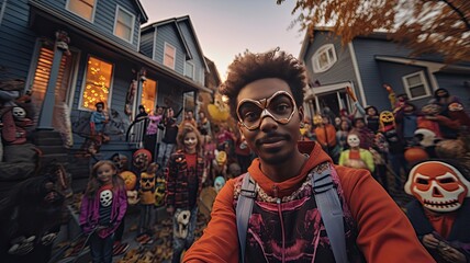 Obraz premium FUTURISTIC COSTUME SELFIE IN HALLOWEEN
