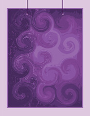 Abstract purple swirl background template copy space. Monochrome fluid backdrop design. Suitable for poster, banner, cover, magazine, leaflet, flyer, or brochure.