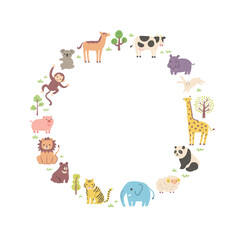 かわいい動物のイラストのフレーム