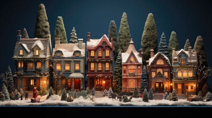 Fototapeta na wymiar Illustration of a small town in winter
