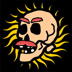 illustration vector of skull head symbol artwork drawing 