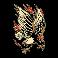 illustration vector of traditional flash tattoo japanese and american style